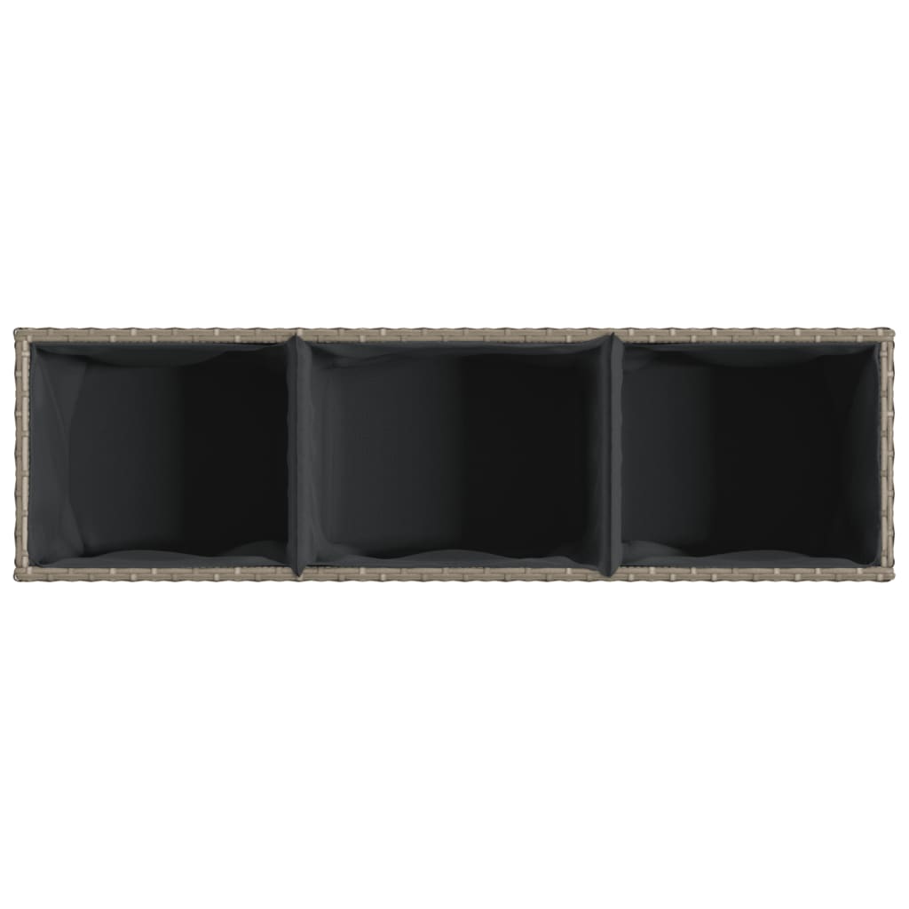 Plantenbakken met 3 potten 2 st 105x30x32 cm poly rattan grijs