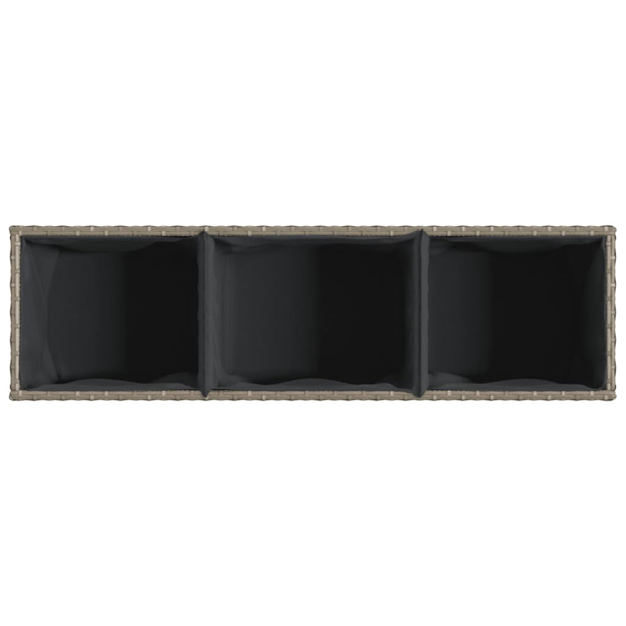 Plantenbakken met 3 potten 2 st 105x30x32 cm poly rattan grijs