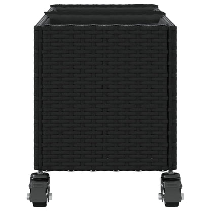 Plantenbakken met wielen 2 st 107x32x38 cm poly rattan zwart