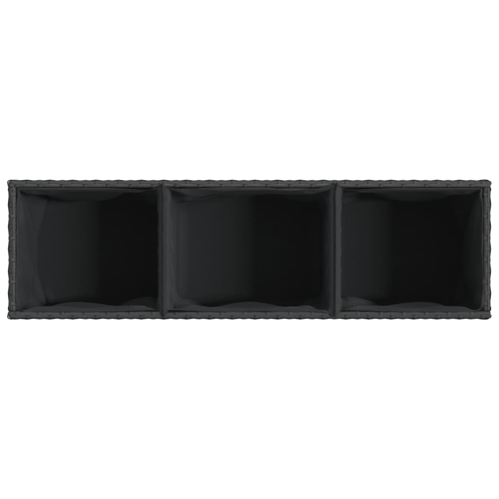 Plantenbakken met wielen 2 st 107x32x38 cm poly rattan zwart