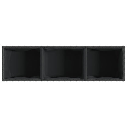 Plantenbakken met wielen 2 st 107x32x38 cm poly rattan zwart