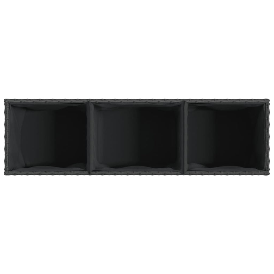 Plantenbakken met wielen 2 st 107x32x38 cm poly rattan zwart
