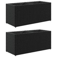 Plantenbakken met 2 potten 2 st 72x30x32 cm poly rattan zwart