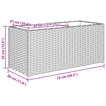 Plantenbakken met 2 potten 2 st 72x30x32 cm poly rattan zwart