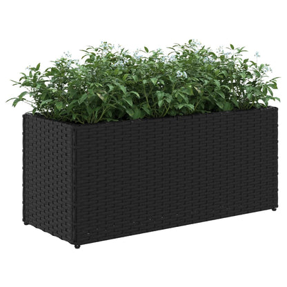 Plantenbakken met 2 potten 2 st 72x30x32 cm poly rattan zwart