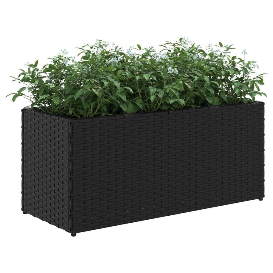 Plantenbakken met 2 potten 2 st 72x30x32 cm poly rattan zwart