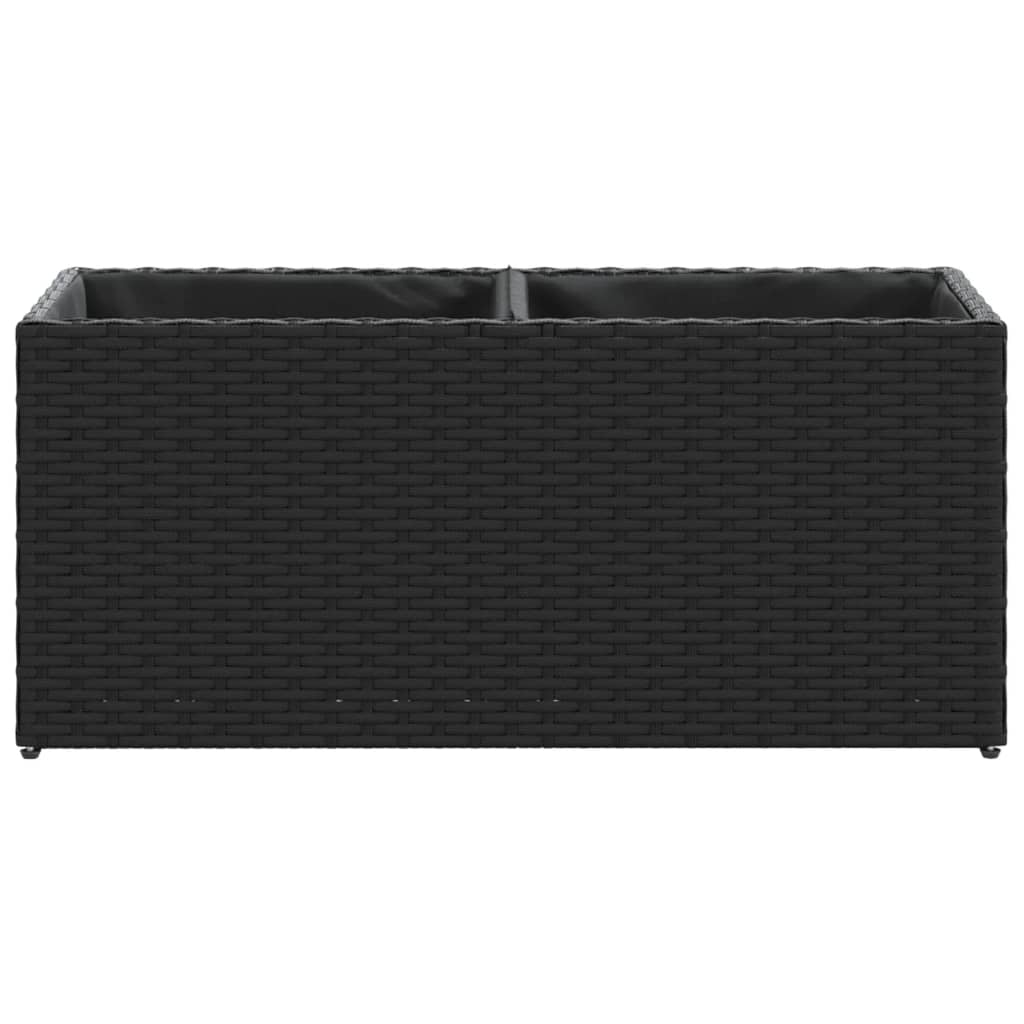 Plantenbakken met 2 potten 2 st 72x30x32 cm poly rattan zwart