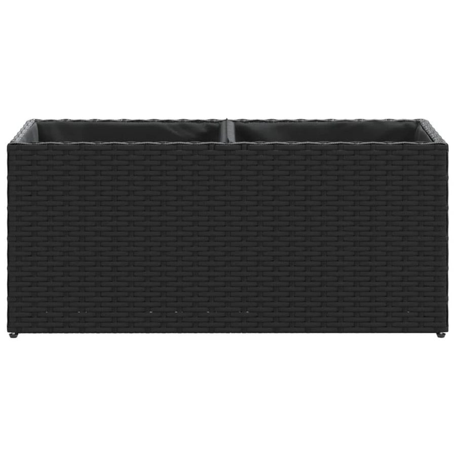Plantenbakken met 2 potten 2 st 72x30x32 cm poly rattan zwart