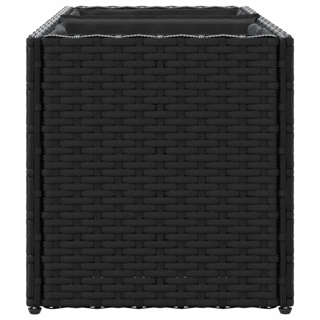 Plantenbakken met 2 potten 2 st 72x30x32 cm poly rattan zwart