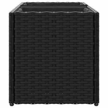 Plantenbakken met 2 potten 2 st 72x30x32 cm poly rattan zwart