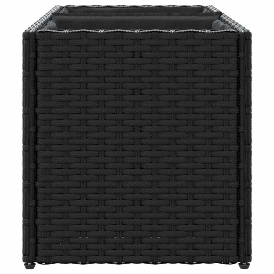 Plantenbakken met 2 potten 2 st 72x30x32 cm poly rattan zwart