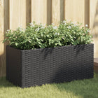 Plantenbakken 2 stuks poly rattan zwart 72x30x32 cm