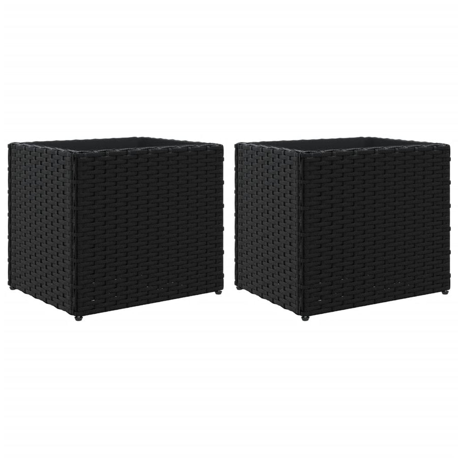 Plantenbakken 2 st 36x30x32 cm poly rattan zwart