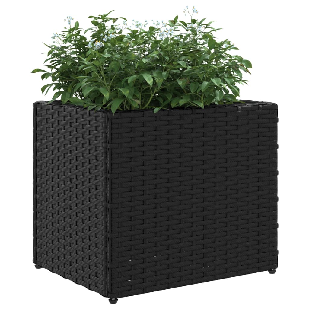 Plantenbakken 2 st 36x30x32 cm poly rattan zwart