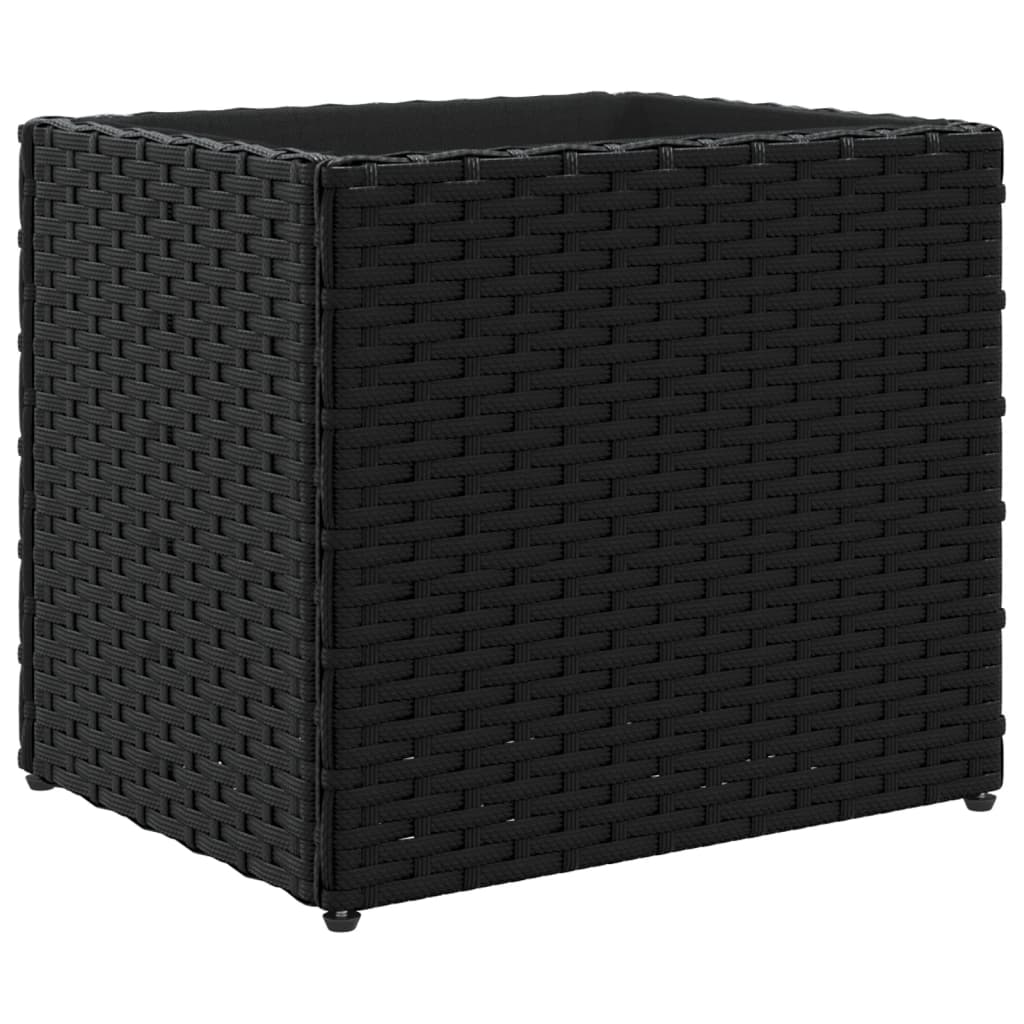 Plantenbakken 2 st 36x30x32 cm poly rattan zwart