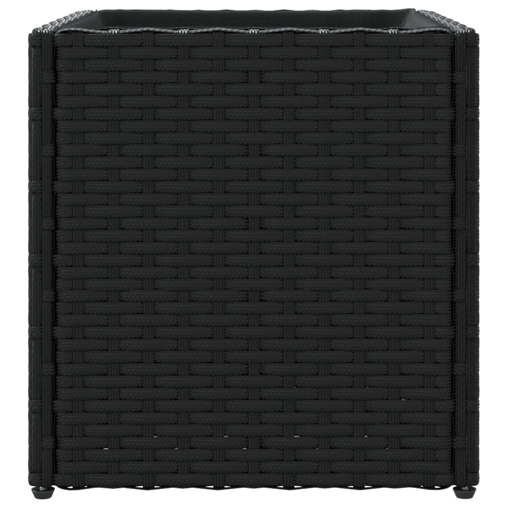Plantenbakken 2 st 36x30x32 cm poly rattan zwart