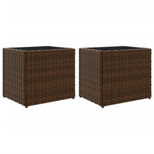 Plantenbakken 2 st 36x30x32 cm poly rattan bruin