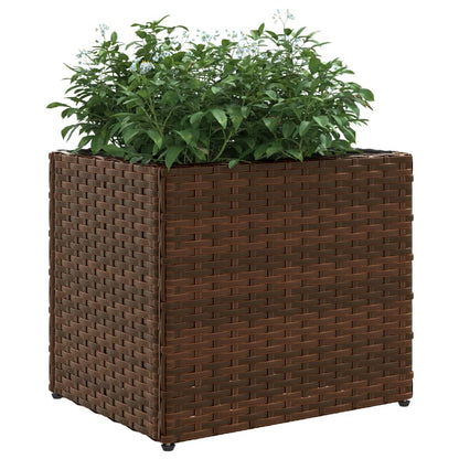 Plantenbakken 2 st 36x30x32 cm poly rattan bruin
