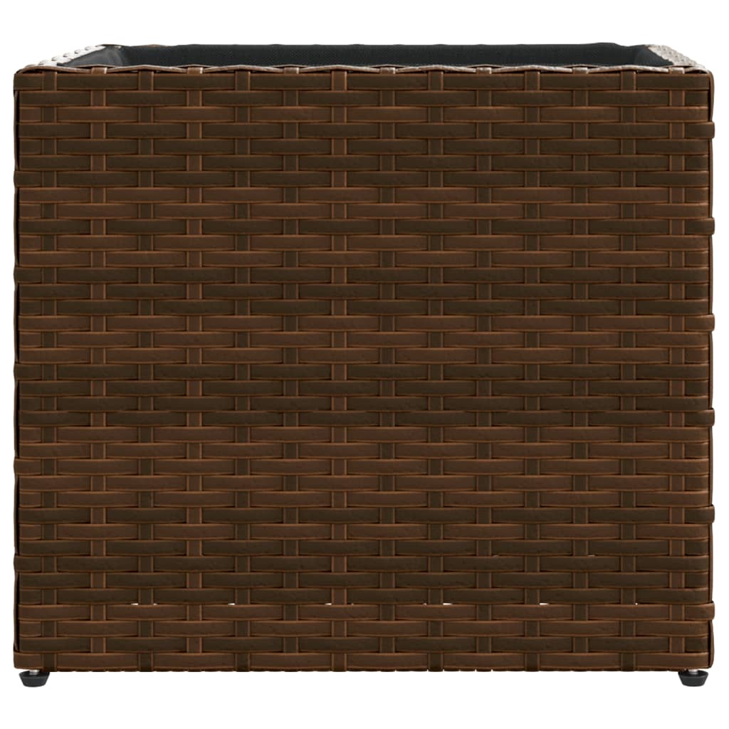 Plantenbakken 2 st 36x30x32 cm poly rattan bruin