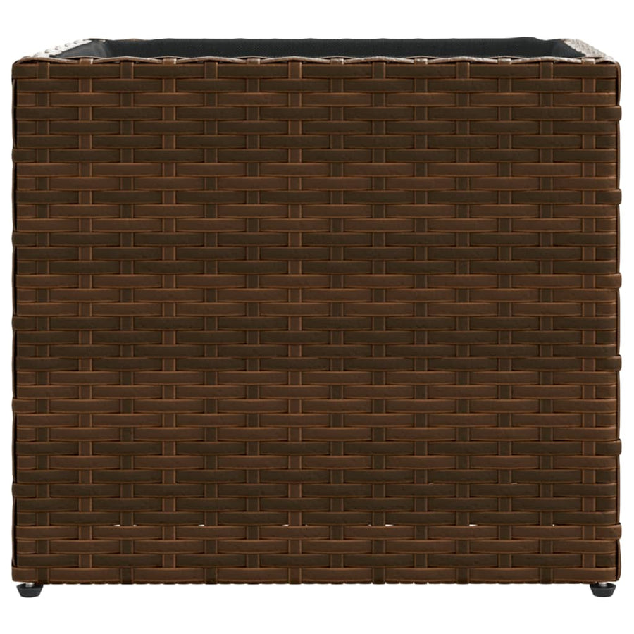 Plantenbakken 2 st 36x30x32 cm poly rattan bruin