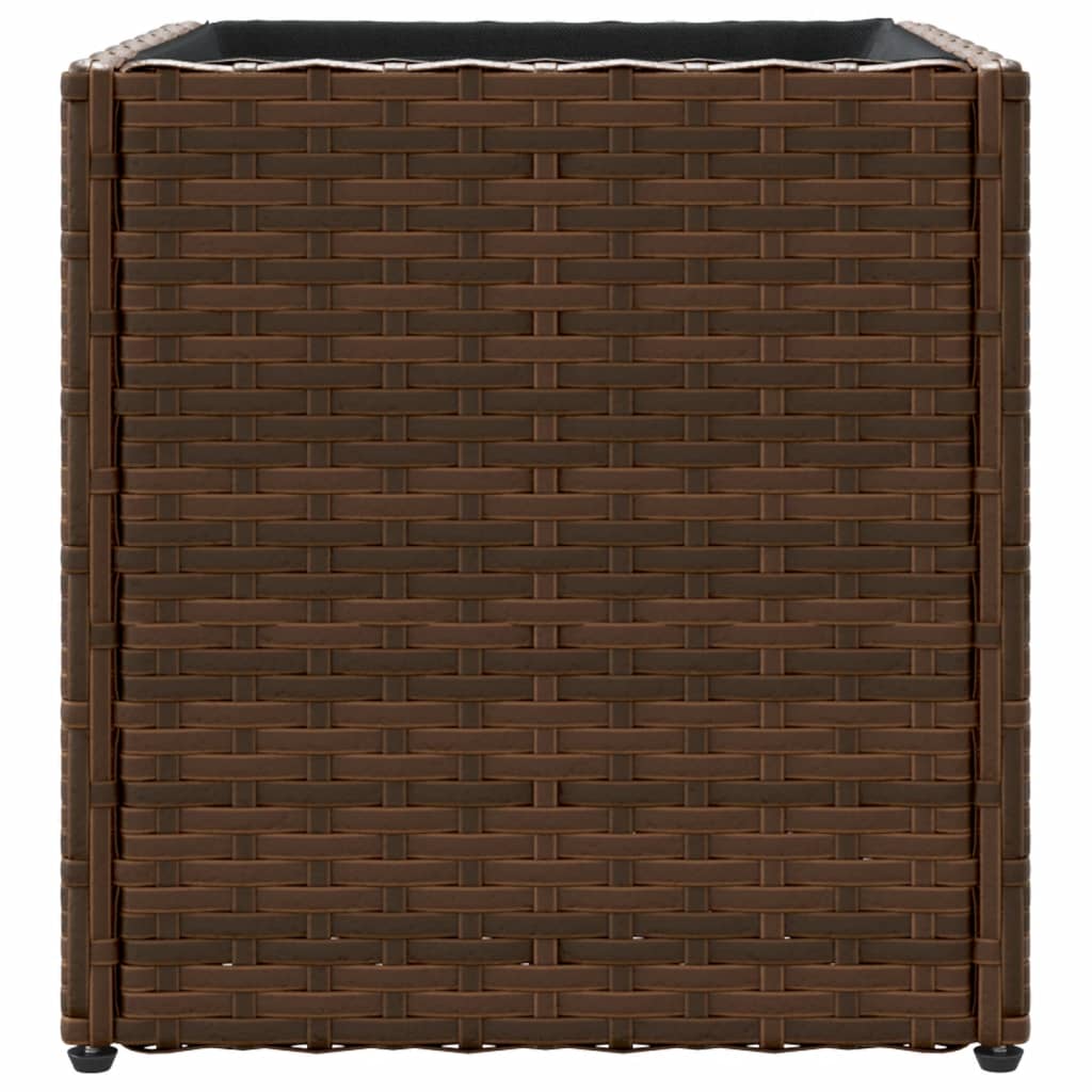 Plantenbakken 2 st 36x30x32 cm poly rattan bruin