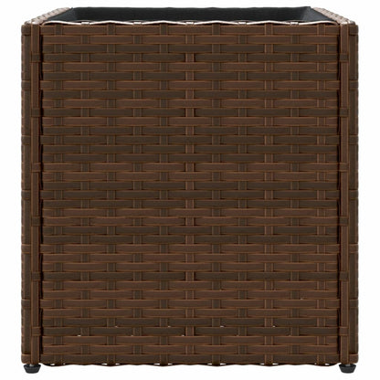 Plantenbakken 2 st 36x30x32 cm poly rattan bruin