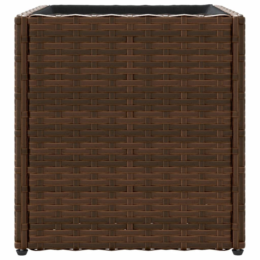 Plantenbakken 2 st 36x30x32 cm poly rattan bruin