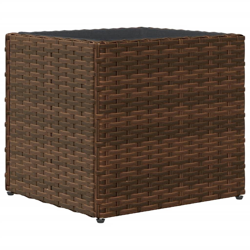 Plantenbakken 2 st 36x30x32 cm poly rattan bruin
