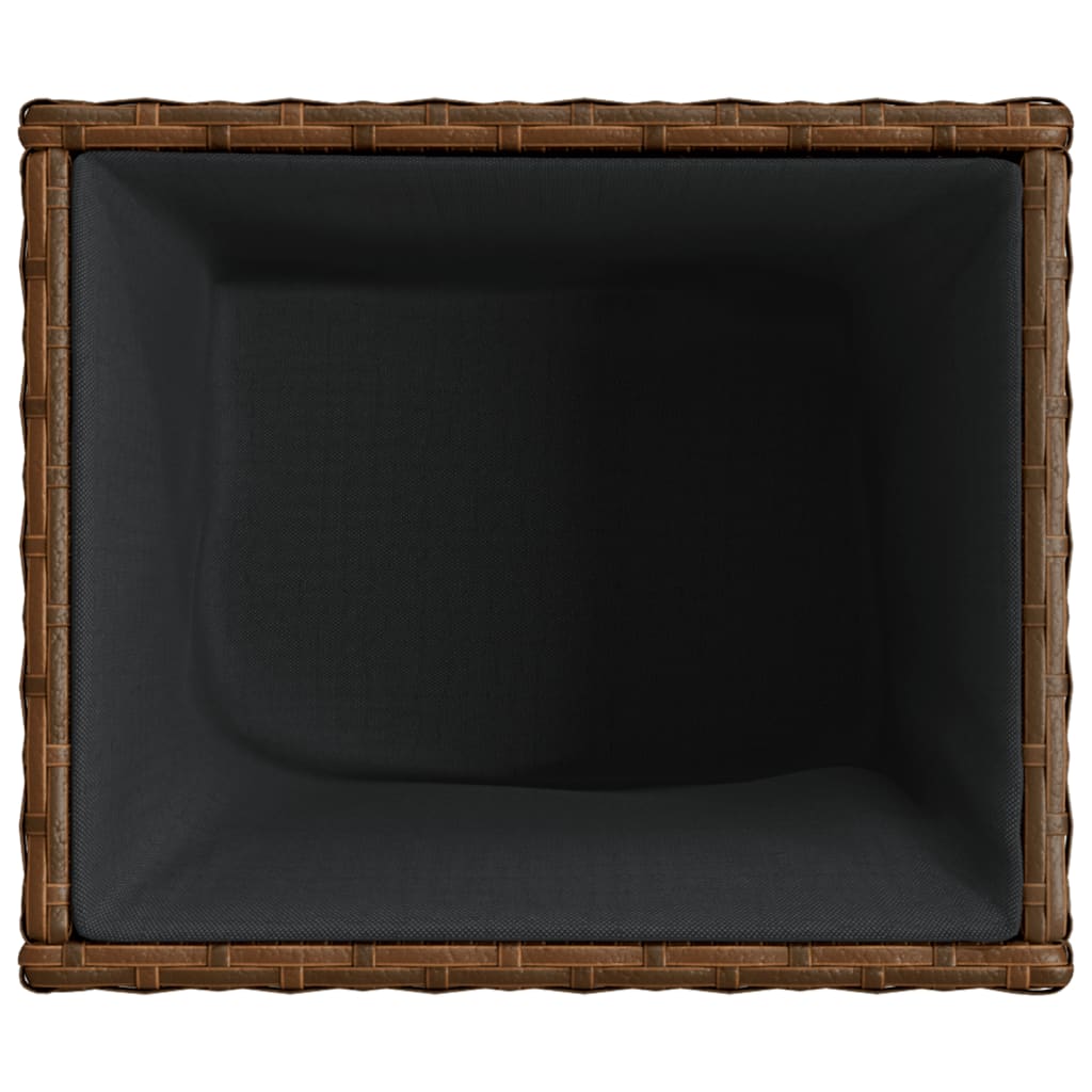 Plantenbakken 2 st 36x30x32 cm poly rattan bruin