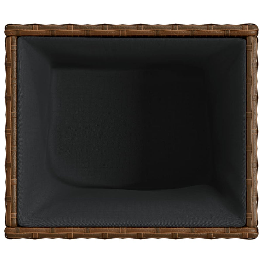 Plantenbakken 2 st 36x30x32 cm poly rattan bruin