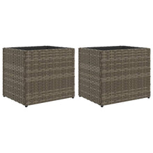 Plantenbakken 2 st 36x30x32 cm poly rattan grijs