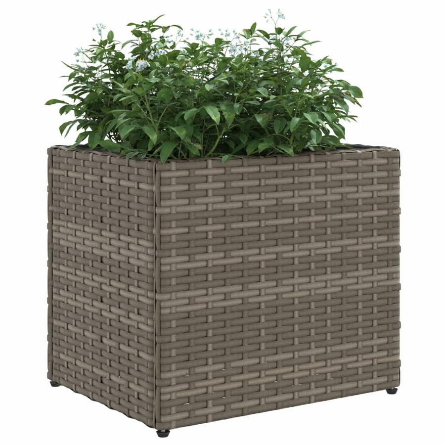 Plantenbakken 2 st 36x30x32 cm poly rattan grijs
