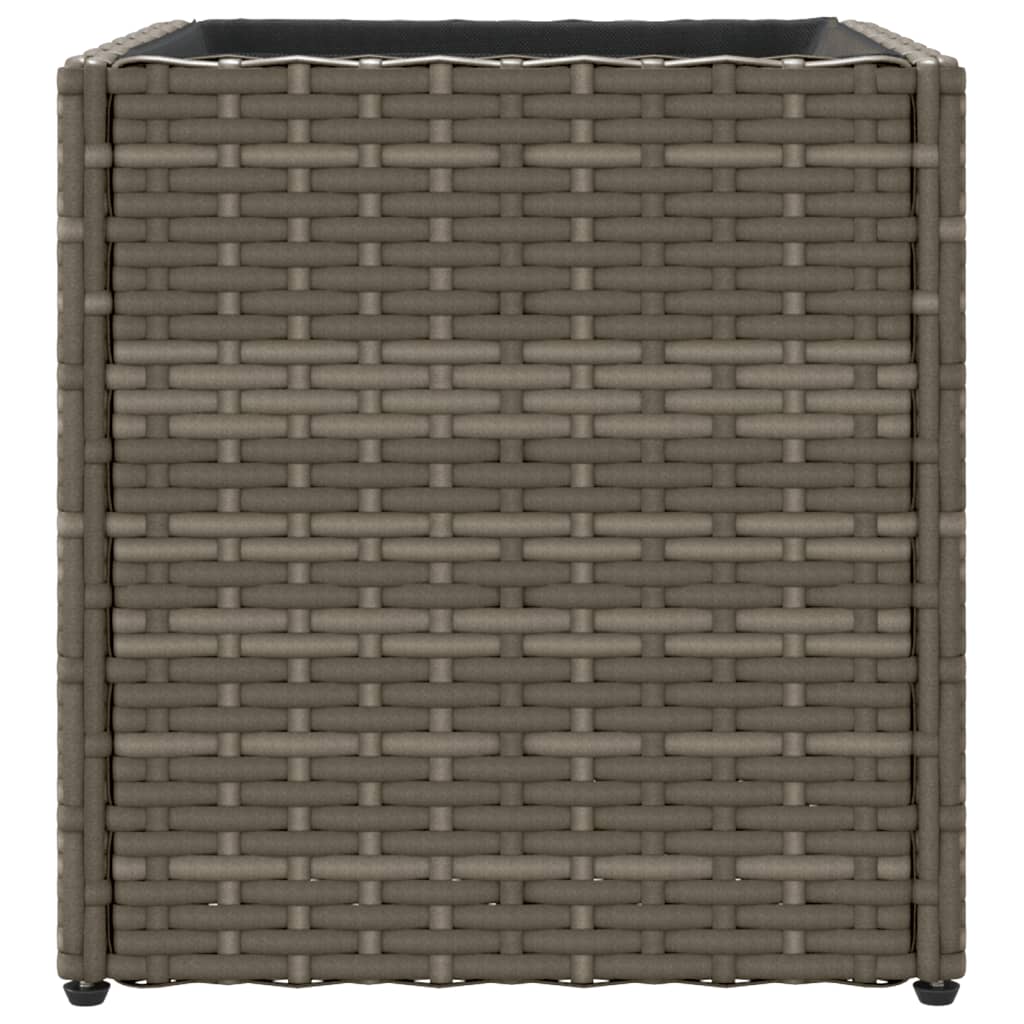 Plantenbakken 2 st 36x30x32 cm poly rattan grijs