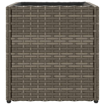 Plantenbakken 2 st 36x30x32 cm poly rattan grijs