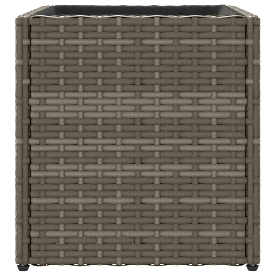 Plantenbakken 2 st 36x30x32 cm poly rattan grijs