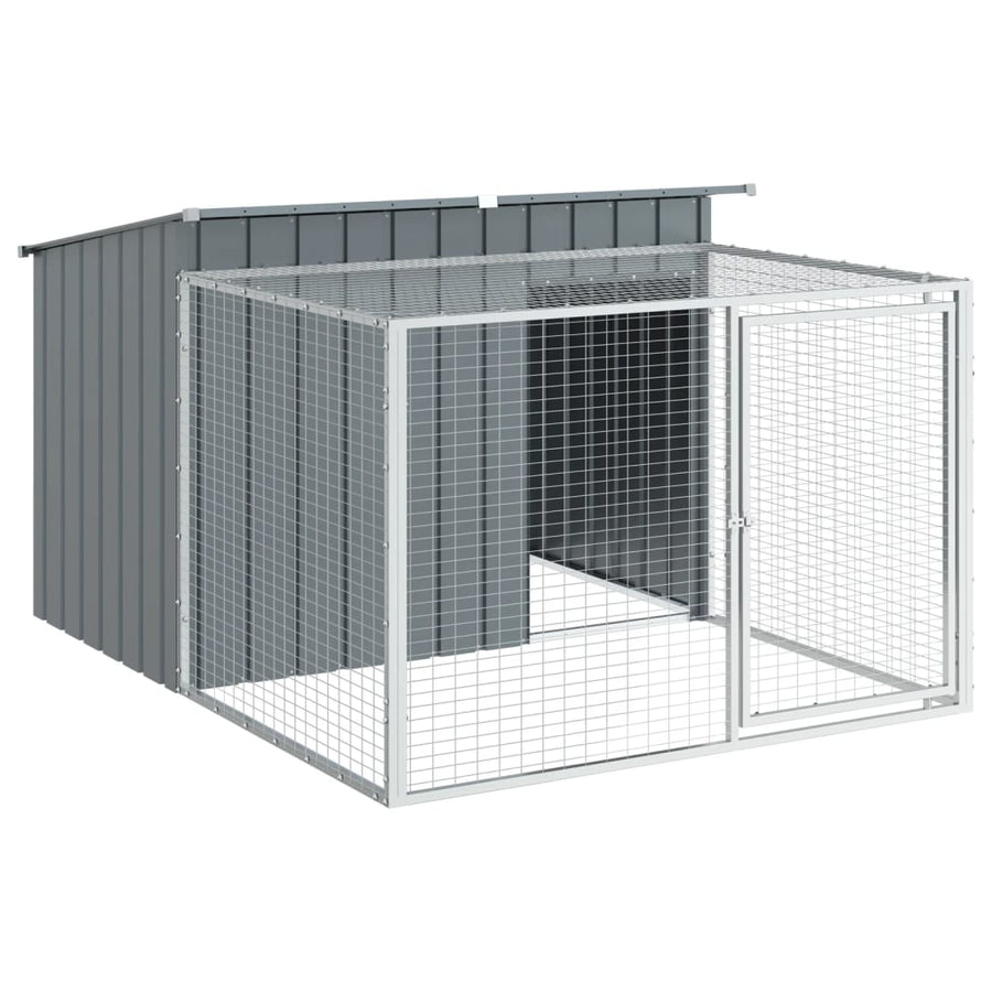 Hondenhok Met Ren 153X194X110 Cm Staal Antracietkleurig