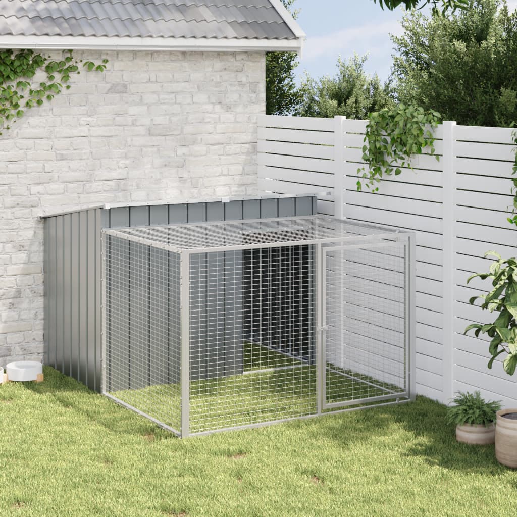 Hondenhok Met Ren 153X194X110 Cm Staal Antracietkleurig