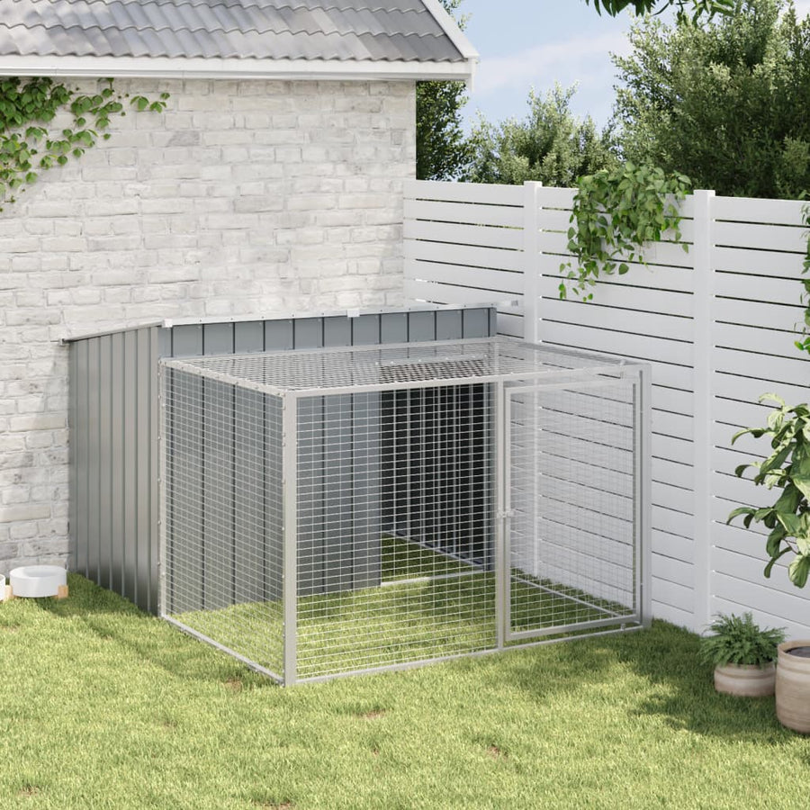 Hondenhok Met Ren 153X194X110 Cm Staal Antracietkleurig