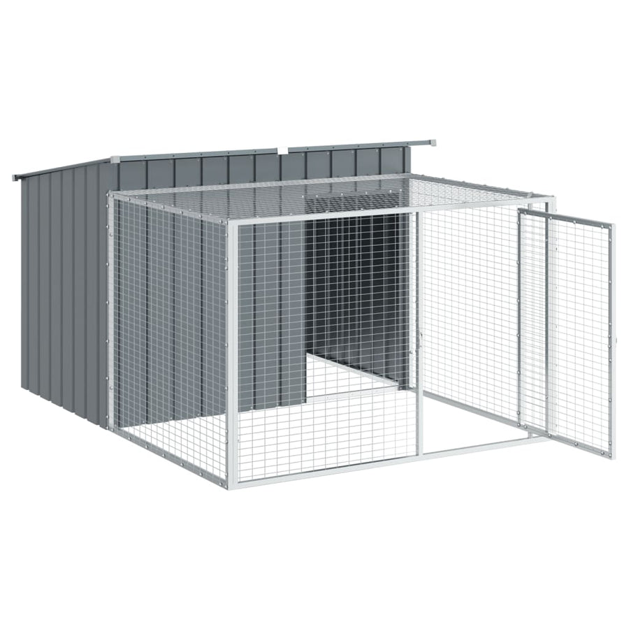 Hondenhok Met Ren 153X194X110 Cm Staal Antracietkleurig