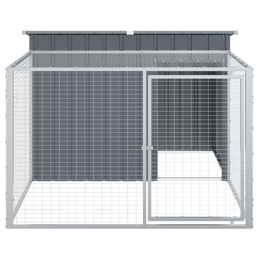 Hondenhok Met Ren 153X194X110 Cm Staal Antracietkleurig