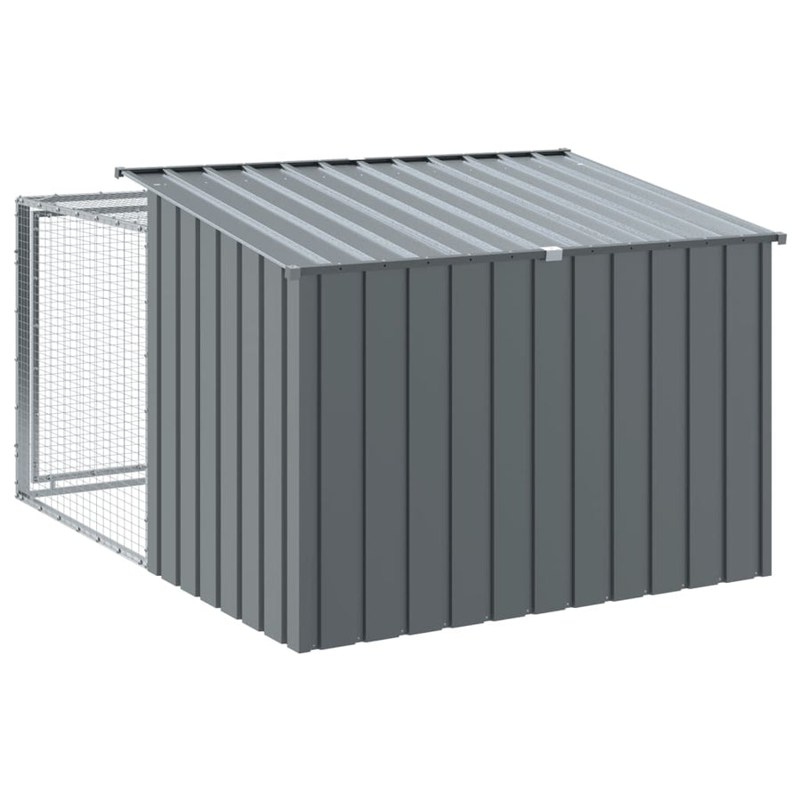 Hondenhok Met Ren 153X194X110 Cm Staal Antracietkleurig