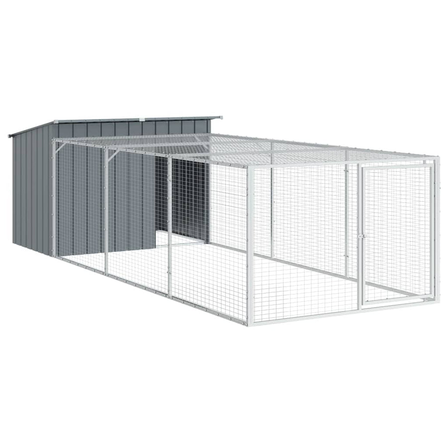 Hondenhok Met Ren 153X396X110 Cm Gegalvaniseerd Staal Antraciet