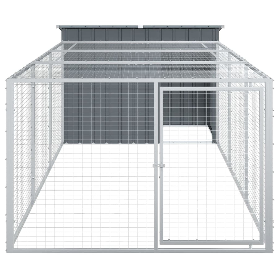 Hondenhok Met Ren 153X396X110 Cm Gegalvaniseerd Staal Antraciet