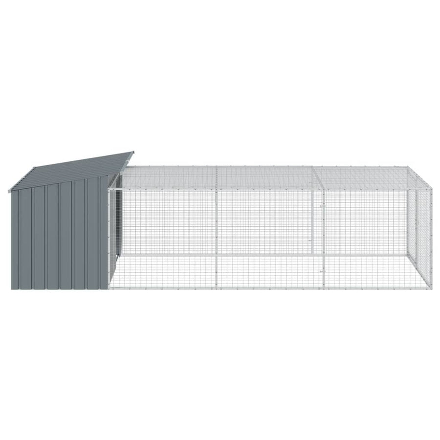 Hondenhok Met Ren 153X396X110 Cm Gegalvaniseerd Staal Antraciet