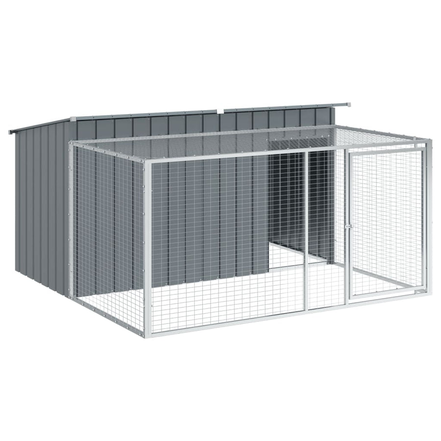 Hondenhok met ren antraciet 197x194x110 cm gegalvaniseerd staal