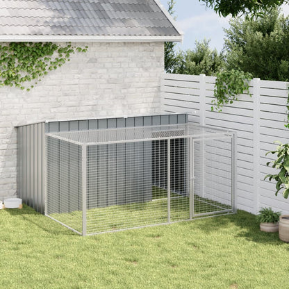 Hondenhok met ren antraciet 197x194x110 cm gegalvaniseerd staal