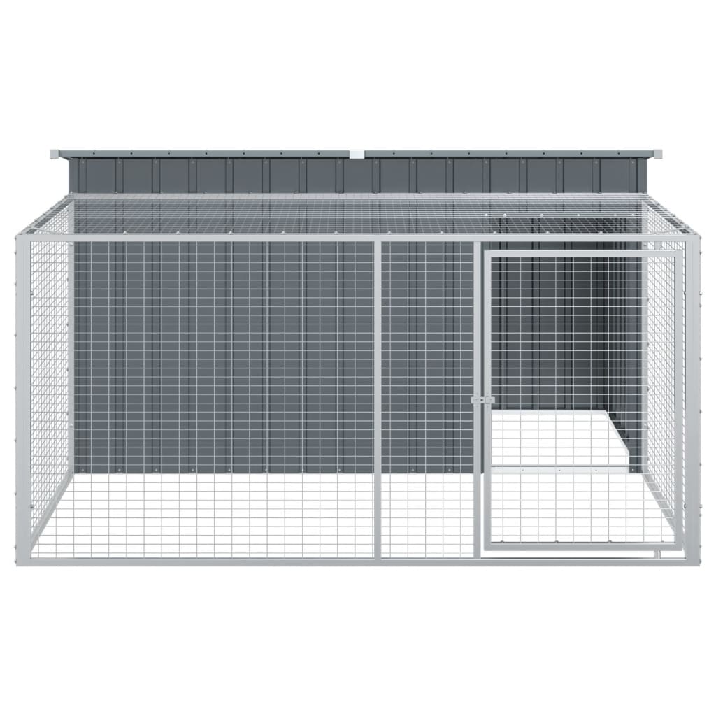 Hondenhok met ren antraciet 197x194x110 cm gegalvaniseerd staal