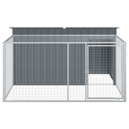 Hondenhok met ren antraciet 197x194x110 cm gegalvaniseerd staal