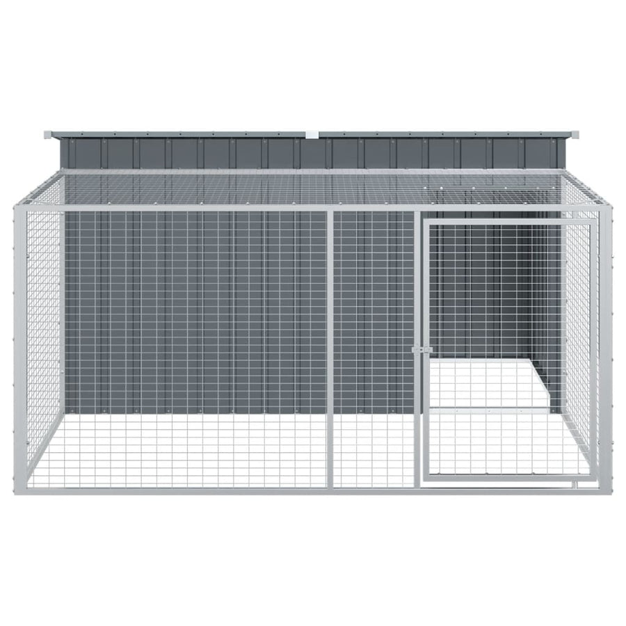 Hondenhok met ren antraciet 197x194x110 cm gegalvaniseerd staal