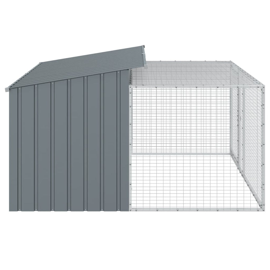 Hondenhok met ren antraciet 197x194x110 cm gegalvaniseerd staal